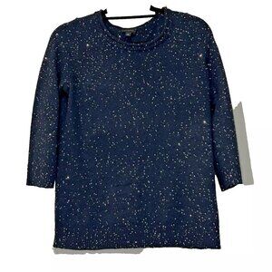 Talbots Sequined Navy Blue 3/4 Sleeve Sweater size Small